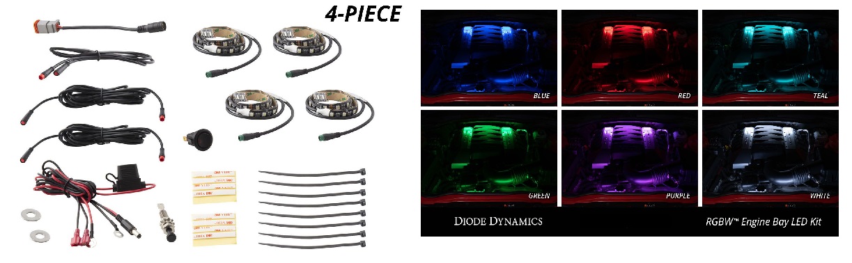 Diode Dynamics 4pc RGBW Multicolor Vehicle Engine Bay LED Kit